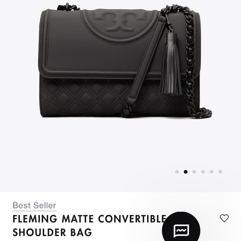 Tory Burch Matte Fleming Convertible Shoulder Bag - Black